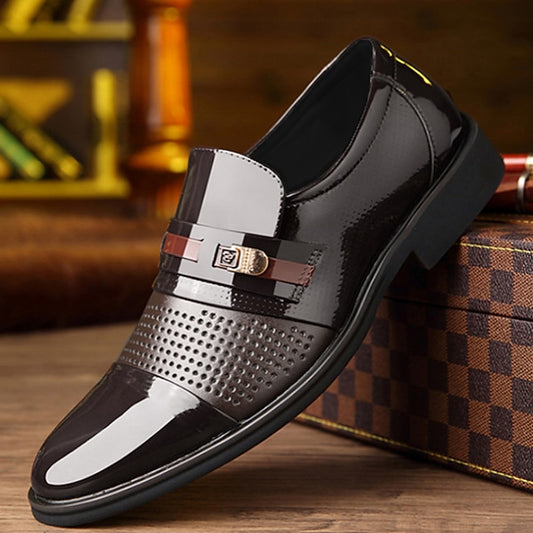 Loafers with Brown Faux Men's Leather Patent
