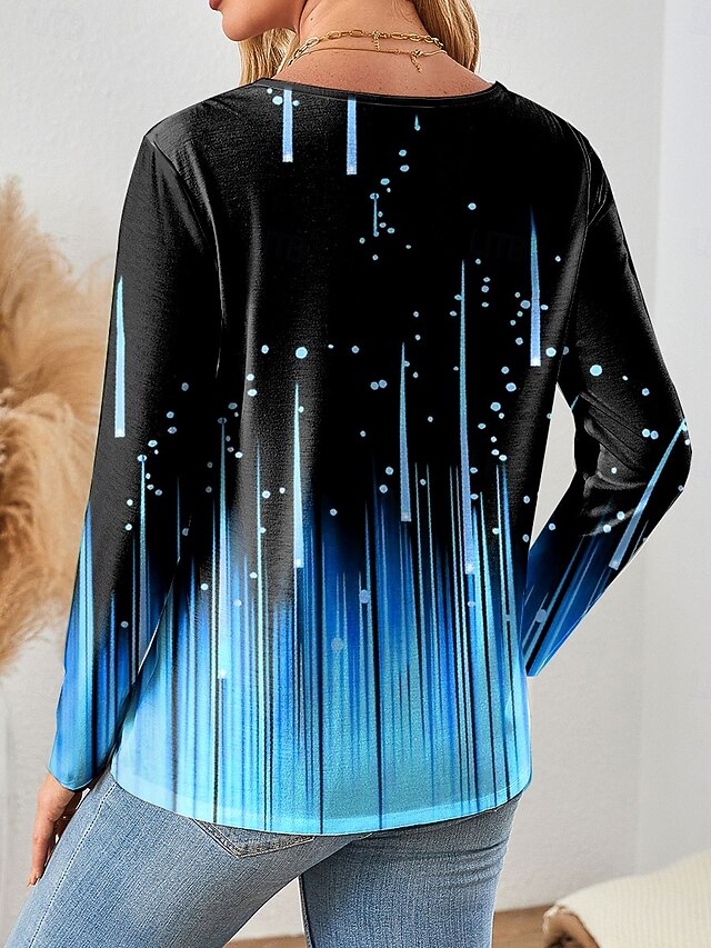 Women's T Shirt Zipper Print Ombre Graphic Abstract Elegant