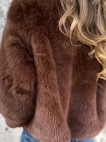 Breathable Fur Casual Coat Plain Faux Women's Warm Zipper