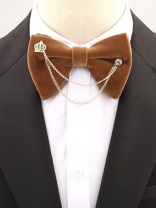 Tie Chain Crown Bow Velvet and with Men's – Detail