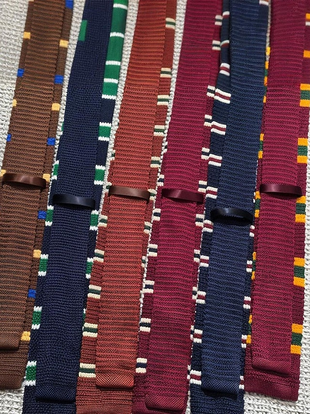 Stylish Christmas Men's Woven - Tie Knit Neck Stripe