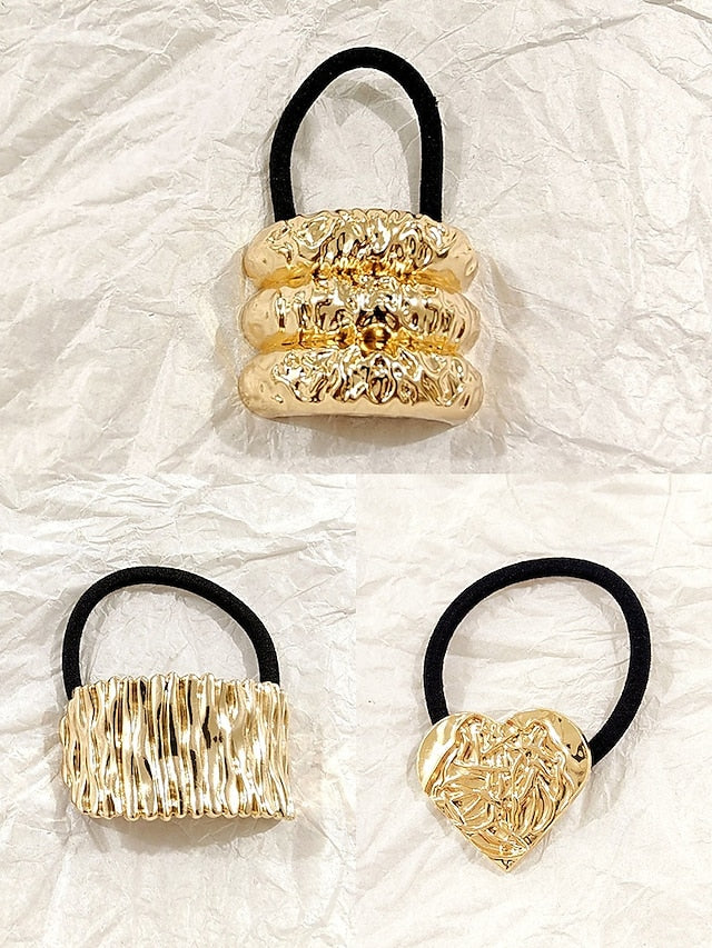 Band Hair Scrunchies Tone Gold Elastic Women's with -