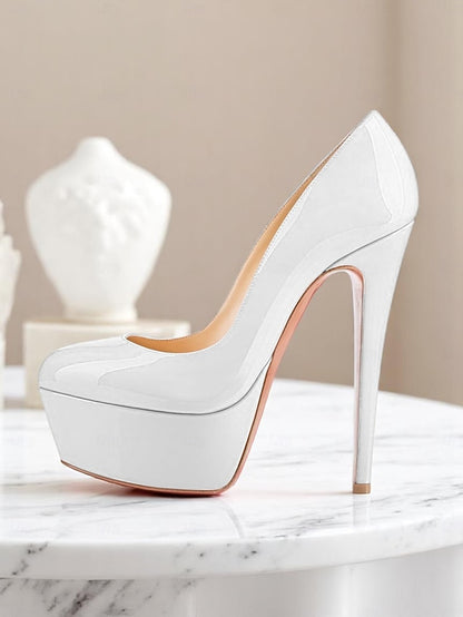 Patent Heels with Women's Platform Black Pointed-Toe and