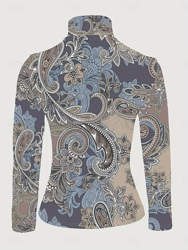 Women's T Shirt Print Tiered Graphic Texture Elegant
