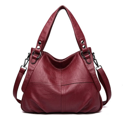 Bag Burgundy – Faux Women's Large Leather Shoulder