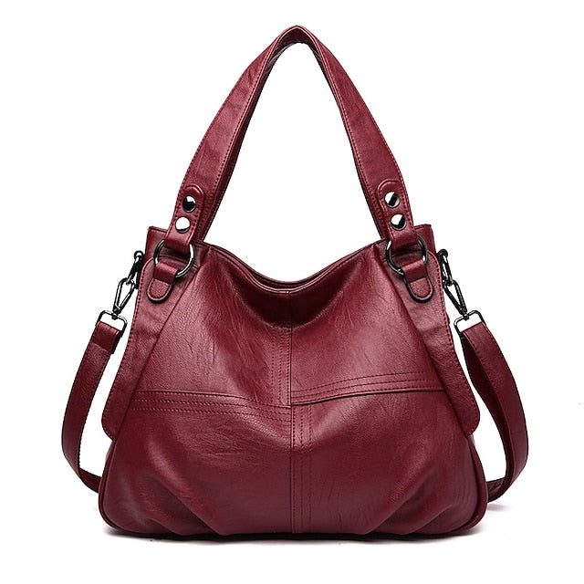 Women's Faux Leather – Burgundy Bag Large Shoulder