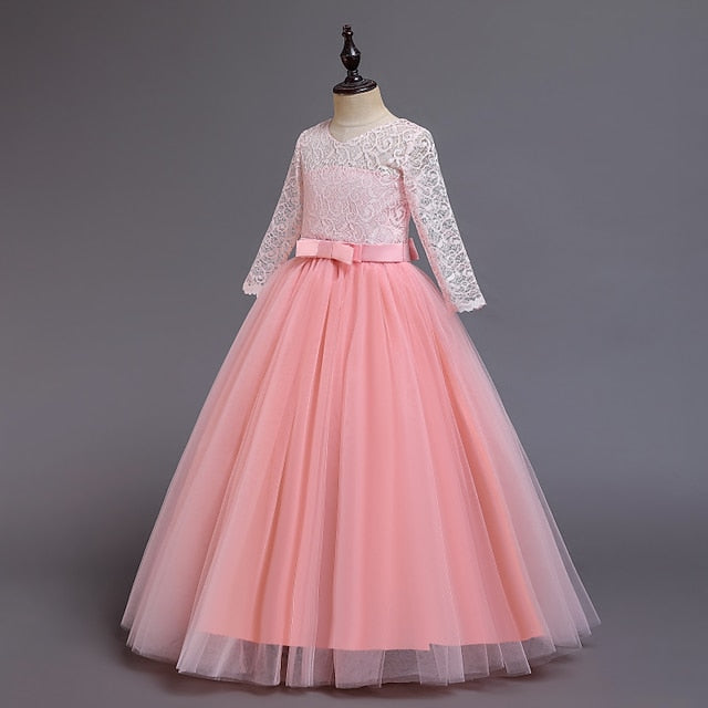 Girls' Sleeve Wedding Girl Dress Flower Half Kids