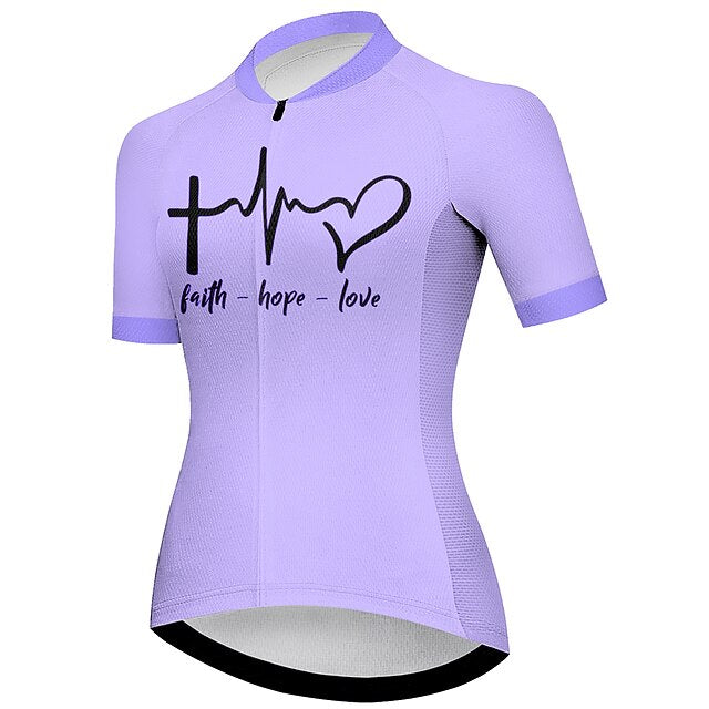 Women's Cycling Jersey Heart Graphic Funny Short Sleeve