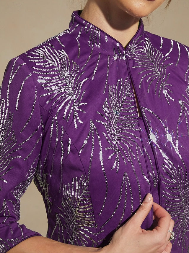 Women's Dressy Tops Elegant High Neck Blue Spring Fall