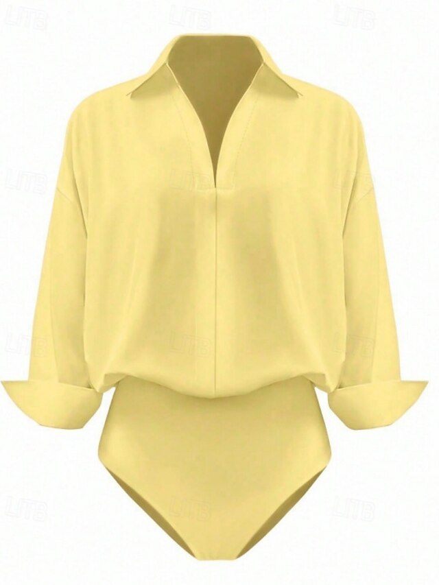 Women's Shirt Blouse Plain Stylish Basic Casual Long Sleeve