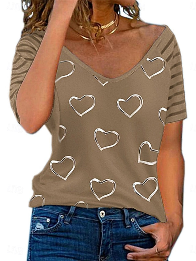 Women's T Shirt Tee Top Print Heart Fashion Stylish Casual