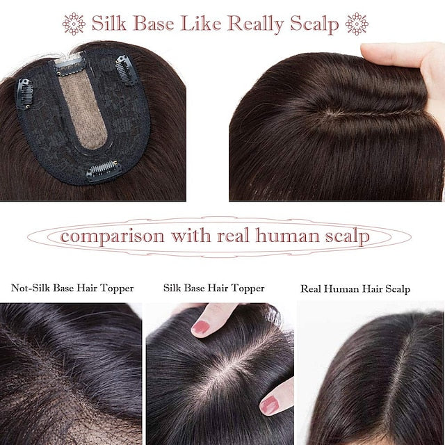 6 Inch 100% Remy Human Hair Silk Base Top Hairpiece for Women