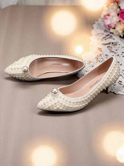 Pumps Pearl-Embellished Heel and Matching Women's Kitten