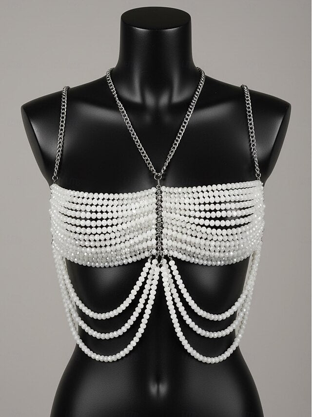 Women's Rhinestone Chain Bra Top - Sparkly Crystal Chest