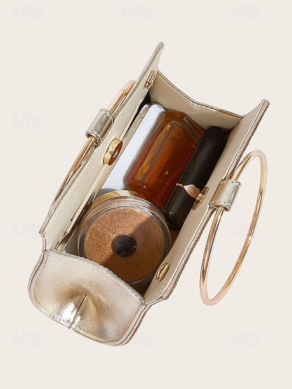 Handle Evening with Ring – Gold Crystal Elegant Clutch