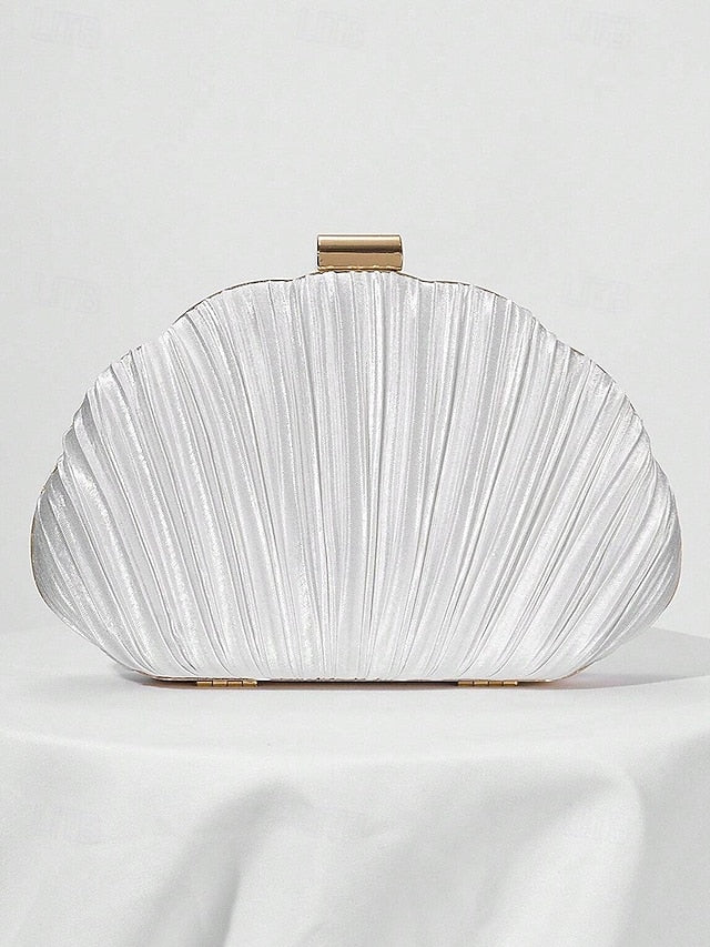 Women's Purse Clutch Shell Evening Satin Pleated