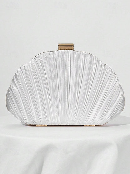 Women's Purse Clutch Shell Evening Satin Pleated