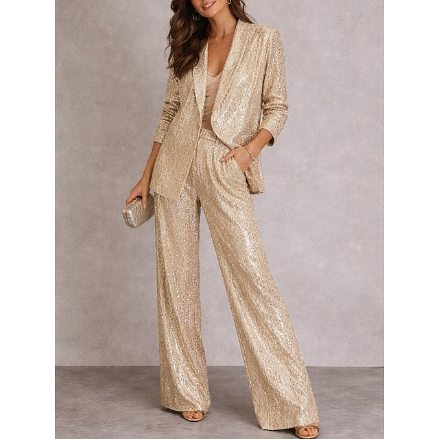 Women's Pants Sets Bolero Top Blazer Suits Long Sleeve V