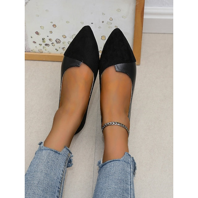 Two-Tone Pointed Toe Slip-On Flats Elegant Women's –