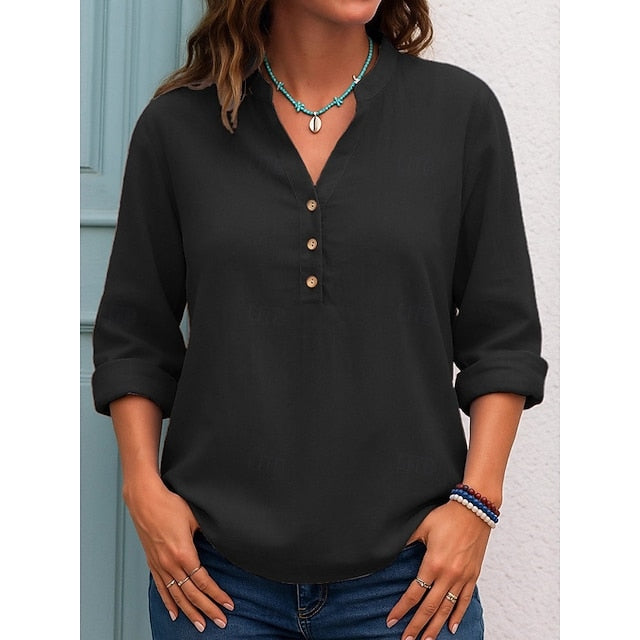 Women's Blouse Buttons Solid Color Daily Stylish Casual
