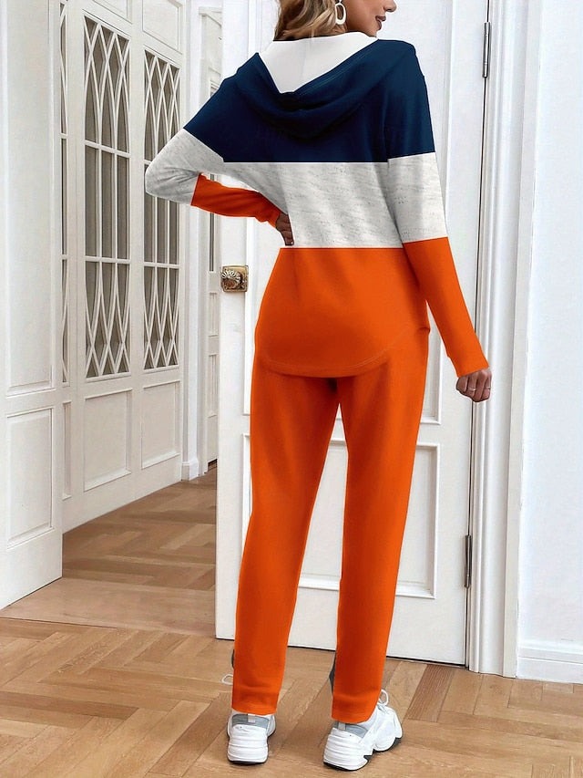 Women's 2 Pieces Hoodie Tracksuits Pants Sets Long Sleeve