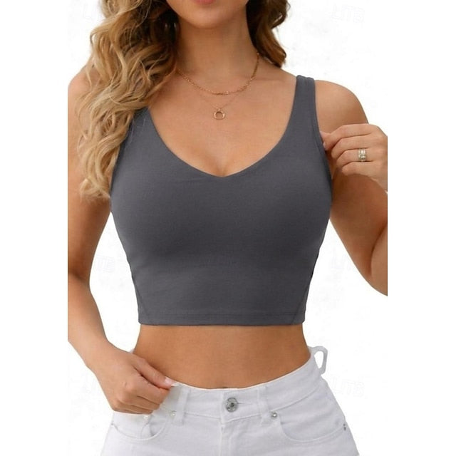 Women's Petite Athletic Tank Slim fit top Solid Color