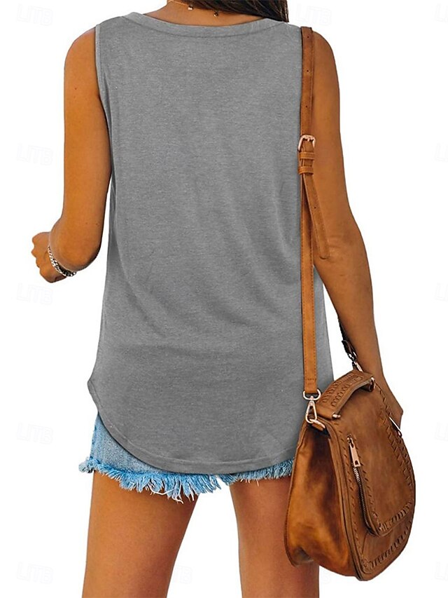 Women's Blouse Plain Active Vintage Sleeveless V Neck Long