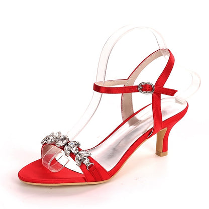 Sandals Silver Heeled Rhinestone Women's Elegant –