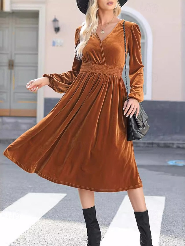 Women's Midi Dress Ruched Dress Modern Daily Outdoor Going