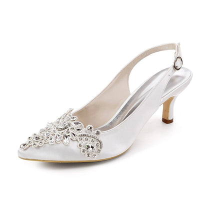 for Slingback Beige Women Embellishment - Heels Crystal with