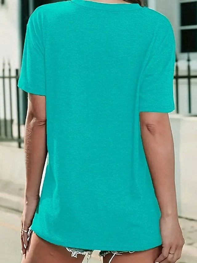 Women's 100% Cotton T Shirt Basic Dog Letter Print Short