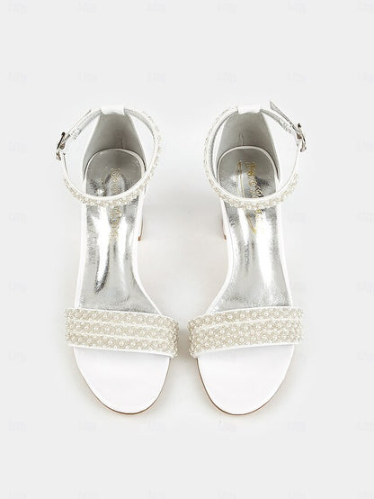 with Ankle for Ivory Pearl-Embellished Strap Heels Open-Toe