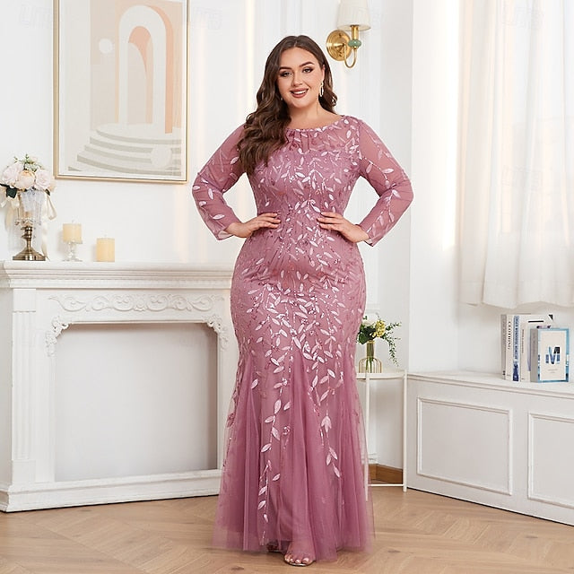 Mermaid Trumpet Floor Length Evening Gown Sparkle Plus Size