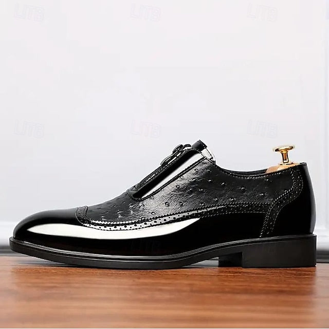 with Tan and Men's Patent Colorblock Shoes Black Formal