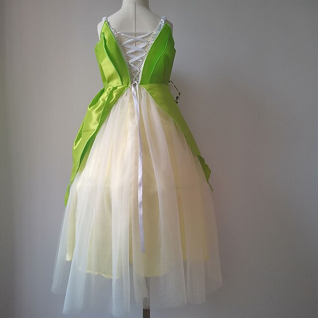 Bell Princess Fairytale Tiana Theme Dress Girl Tinker Flower