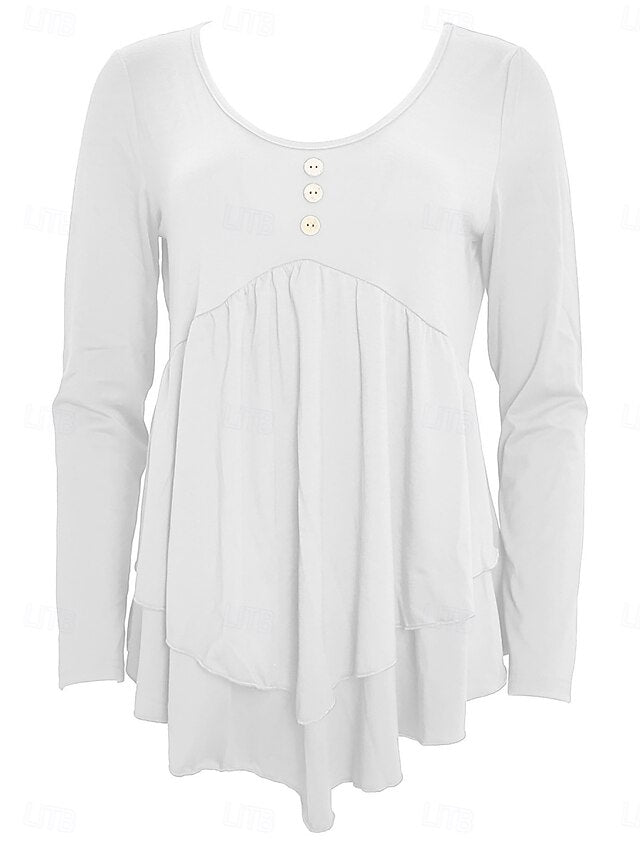 Women's Blouse Peplum Solid Color Stylish Casual Long