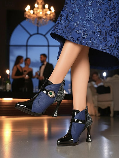 Boots Heel Ankle Women's Glitter High