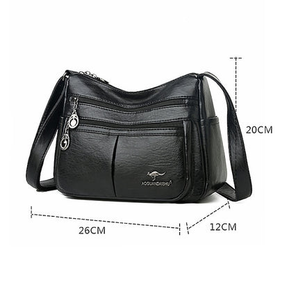 Bag Faux Crossbody Leather - Women's Shoulder Multi-Pocket