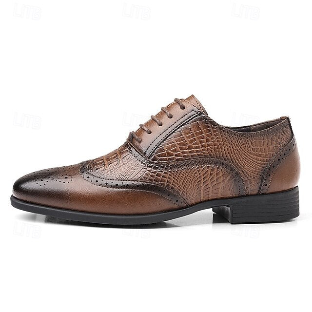 Crocodile Faux Shoes Leather Men's Oxford Brown – Pattern