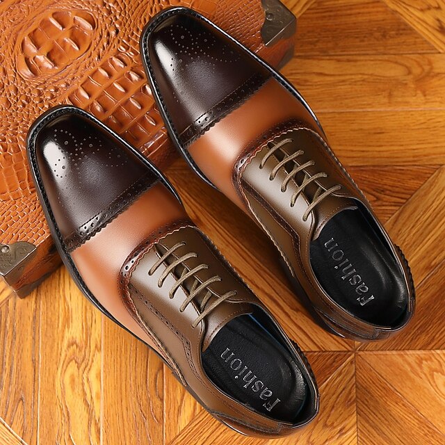 Men's Two-Tone Brogue Black – and Faux Brown Shoes