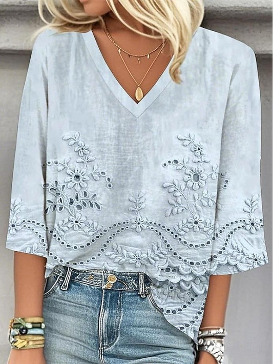 Women's Blouse Button Down Floral Graphic Elegant Stylish