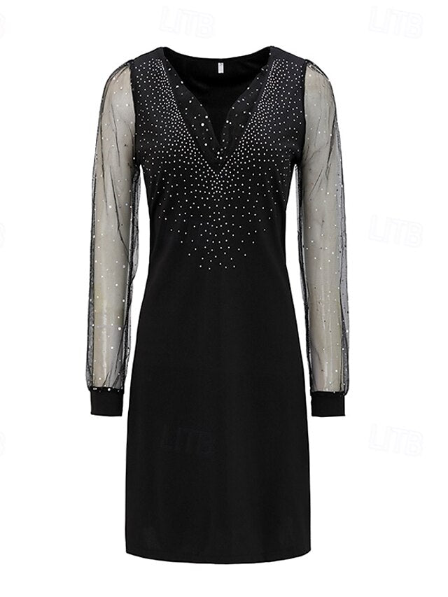 Women's Mini Dress Black Dress Sequin Dress Casual Dress