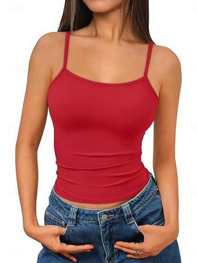 Women's Tank Top Sleeveless Shirt Tee Top Solid Color