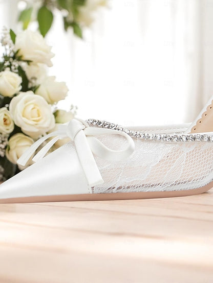 Heels High Lace White Women's Satin