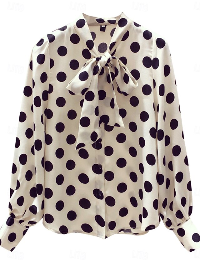 Women's Shirt Blouse Tie Front Polka Dot Active Stylish