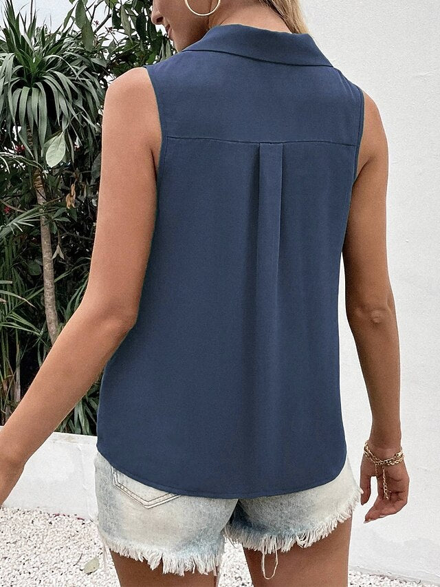 Women's Camisole Tank Top Buttons Solid Color Daily Stylish