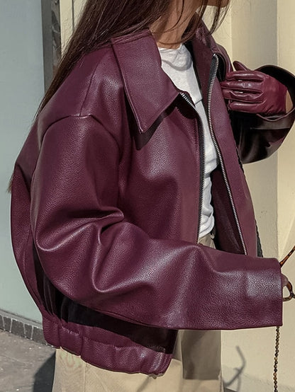 Leather Zipper Warm Faux Women's Comfortable Jacket Pocket