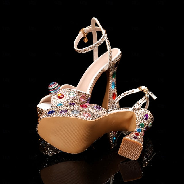 Sandals Women's Rhinestone Sparkly – Colorful Platform