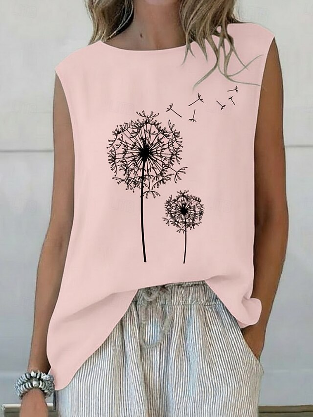 Women's Summer Tops Blouse Sleeveless Shirt Print Graphic