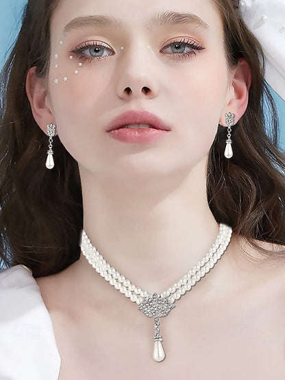 Pearl Bridal Necklace – Set Jewelry Double-Layer Elegant